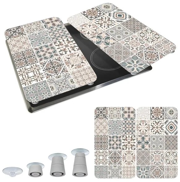 WENKO 53904100 - Coperchio per piano cottura 30x52 cm multicolore/grigio/trasparente