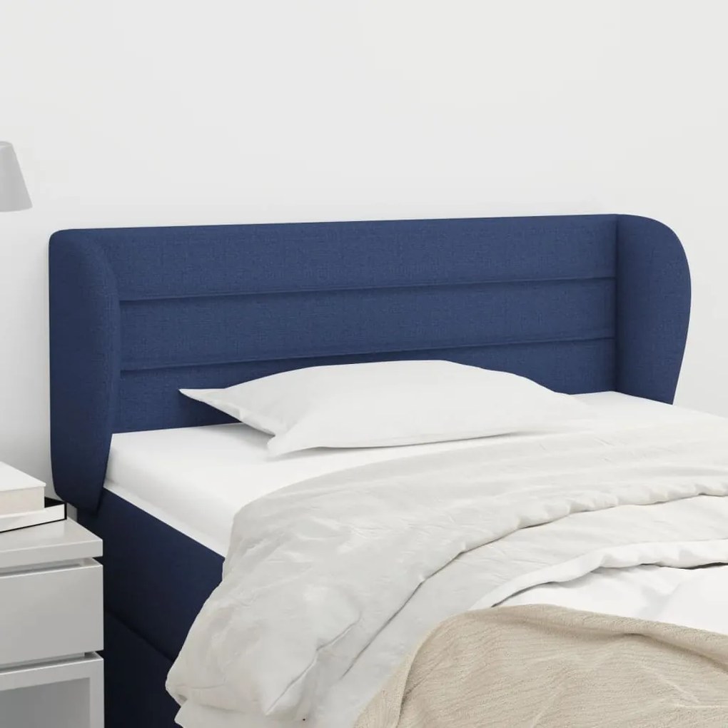 Testiera ad orecchio blu 103x23x78/88cm in tessuto