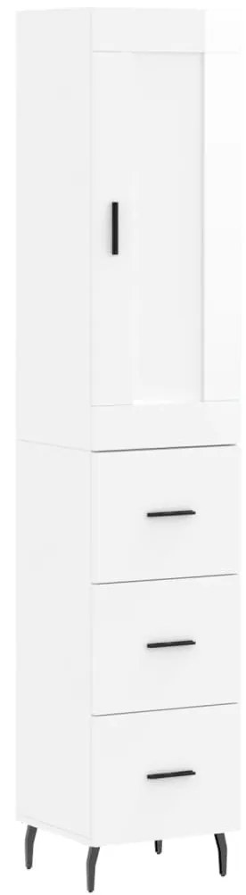 Credenza 34,5x34x180 cm in Legno Multistrato Bianco Lucido