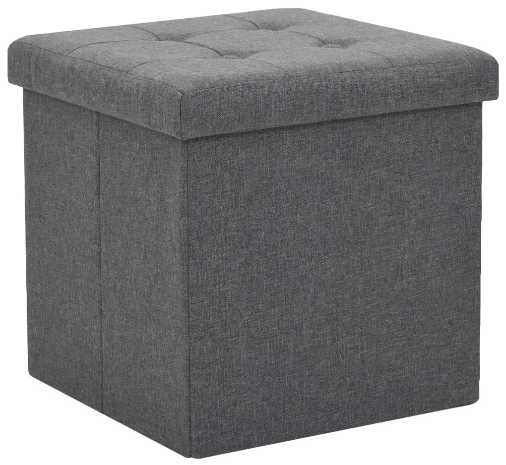 Sgabello pieghevole con contenitore grigio scuro in simil lino