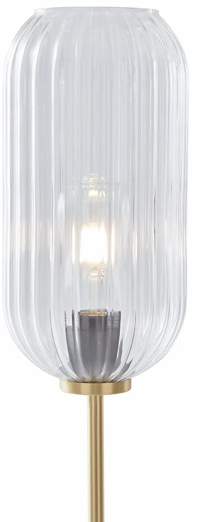 Lampada da terra Art Déco in ottone con vetro trasparente - Rid