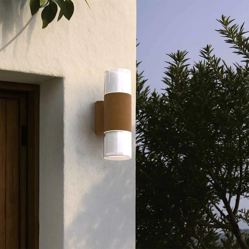 Applique Cilindrica Bidirezionale Corten, IP54 con 2 basi GU10 Base GU10