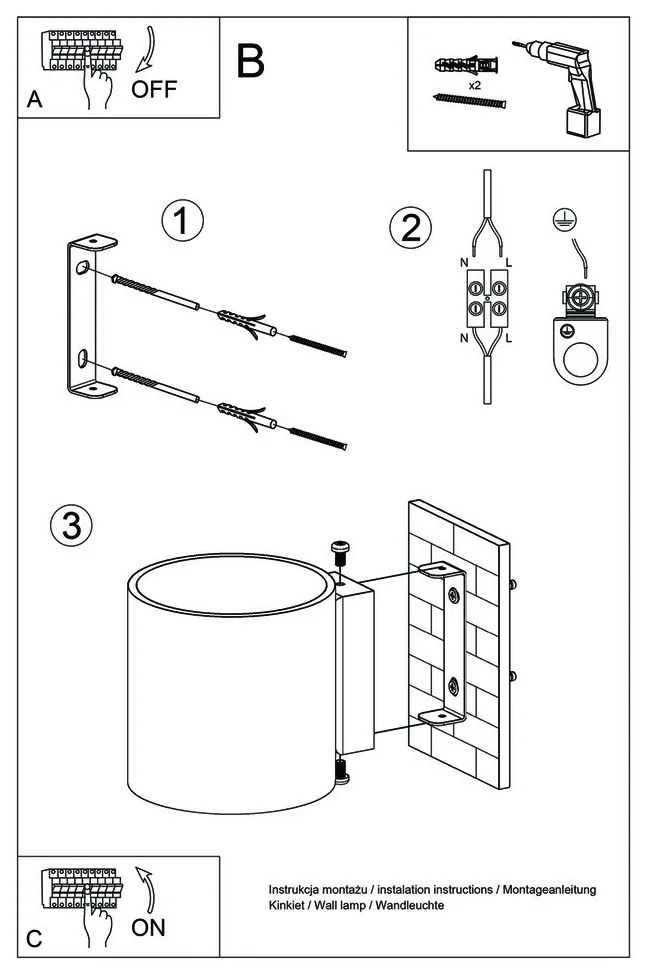 Lampada da parete in cemento Roda - Sollux