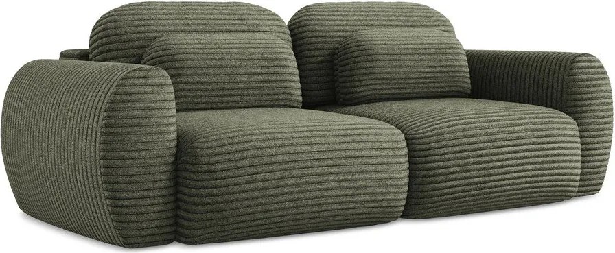 Divano verde allungabile/con contenitore con rivestimento in velluto a coste 266 cm Kini – Makamii