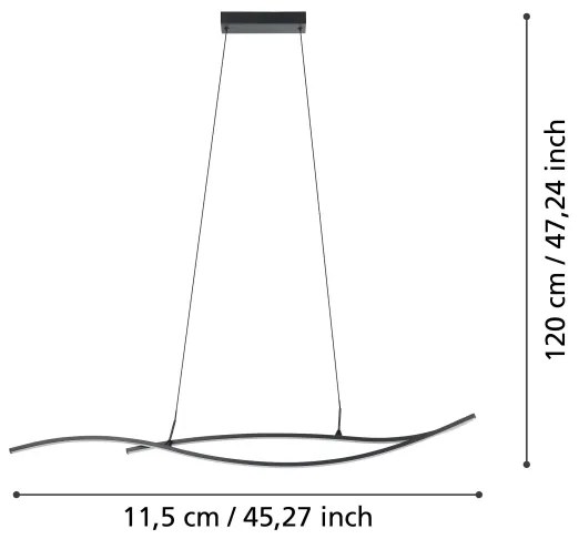 Eglo 901207 - Lampadario LED a sospensione con filo GRISOLIA LED/20W/230V 4000K nero