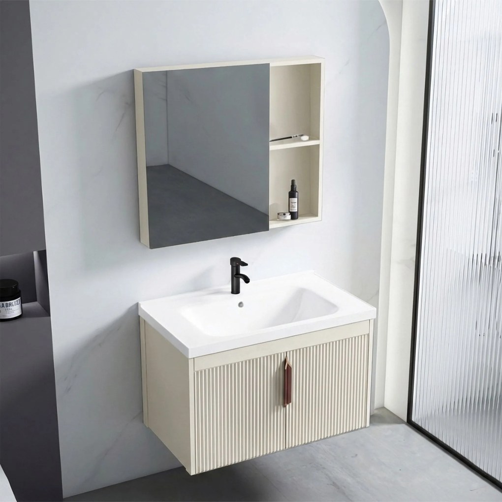 Set di mobili da bagno con lavabo Astor 60 cm Beige