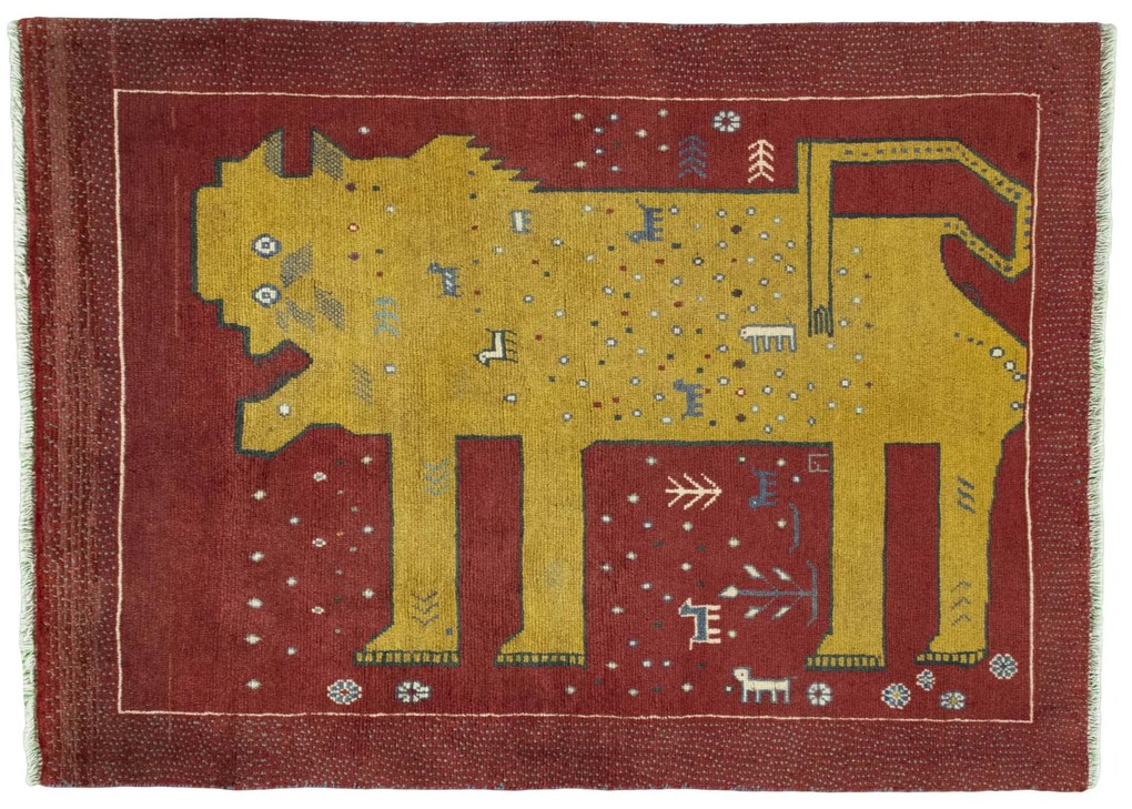 Gabbeh Tappeto 140 x 100 Rosso (Iran) Annodato A Mano