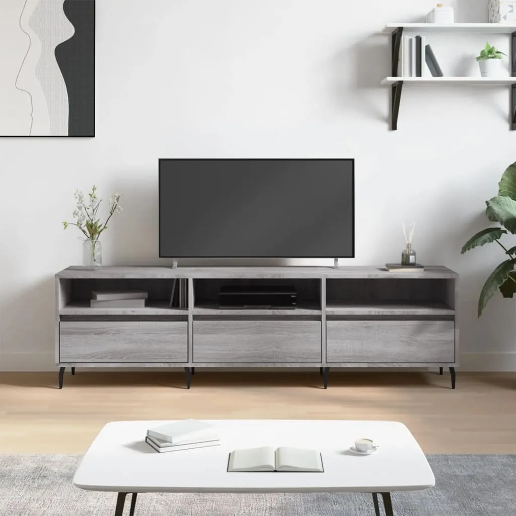 Mobile Porta Tv Grigio Sonoma 150x30x44,5 Cm Legno Multistrato /