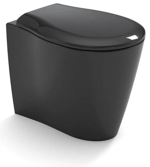 Vaso WC filomuro OLYMPIA CERAMICA soft, sedile incluso P 55 x L 36 x H 42 cm nero lucido