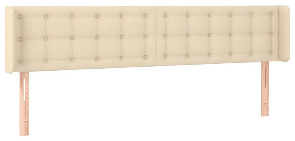 Testiera ad orecchio crema 163x16x78/88 cm in tessuto