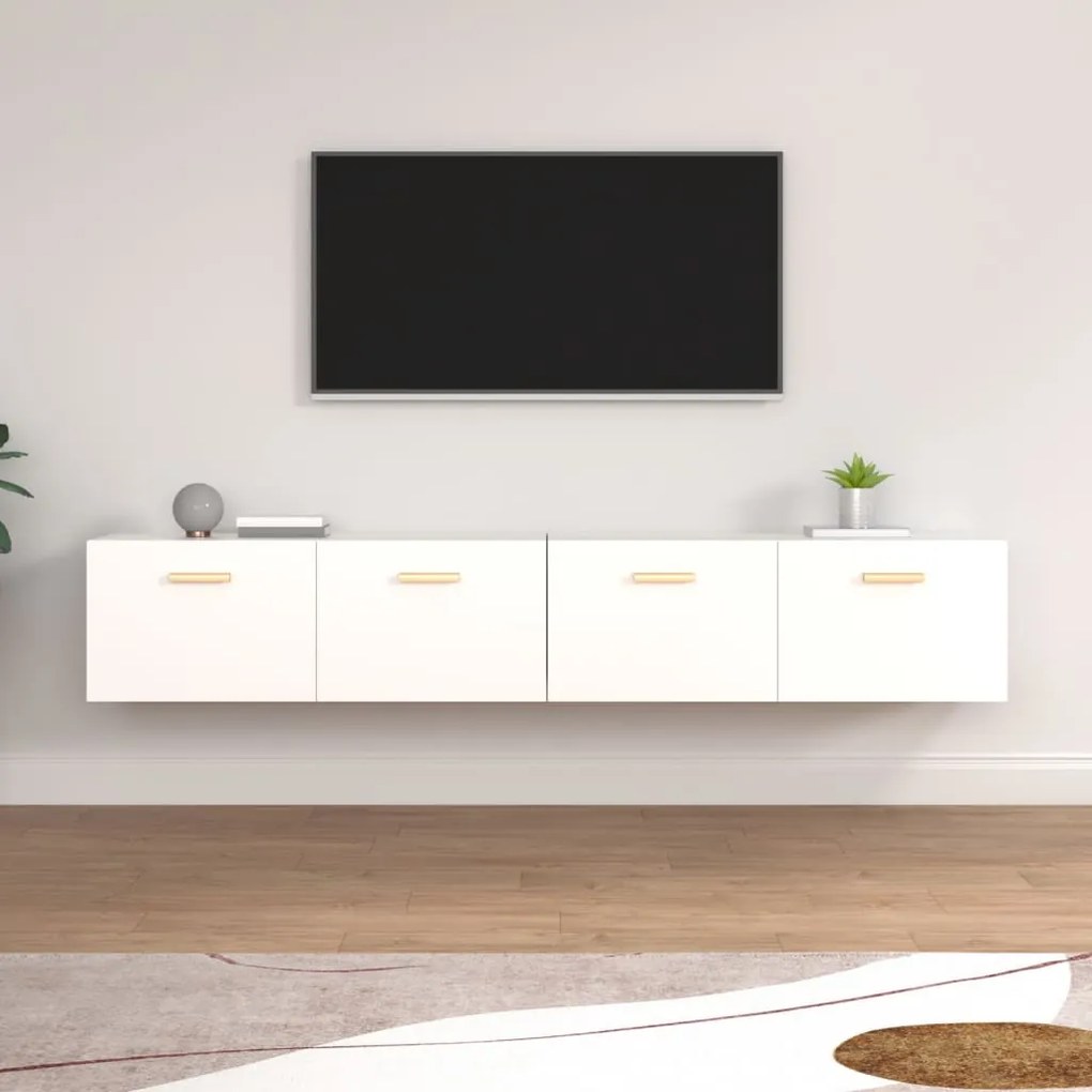 Mobili parete 2pz bianco 100x36,5x35 cm in legno multistrato