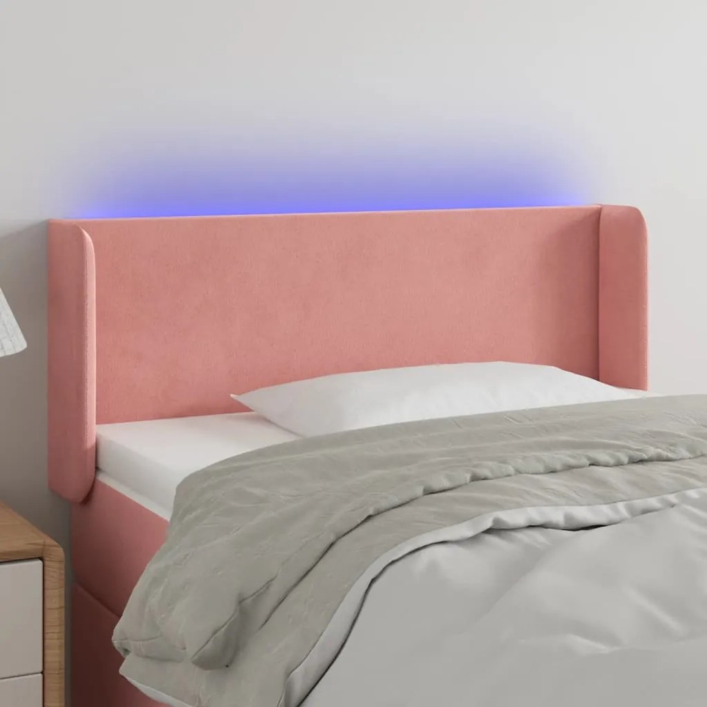 Testiera A Led Rosa 93x16x78/88 Cm İn Velluto /