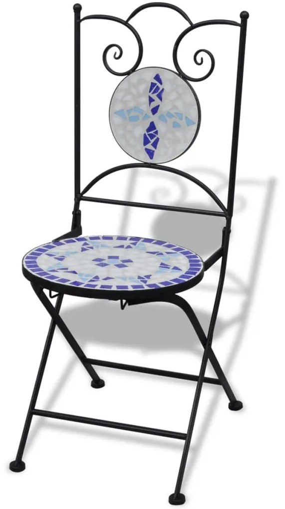 Sedie da bistrot pieghevoli 2 pz in ceramica blu e bianco