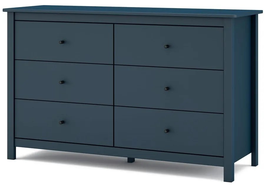 Cassettiera bassa blu scuro in pino 130x80 cm Misti - Marckeric