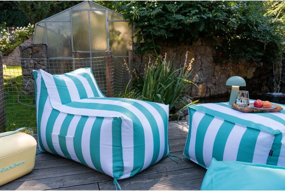 Pouf da giardino bianco e verde – Bonami Essentials