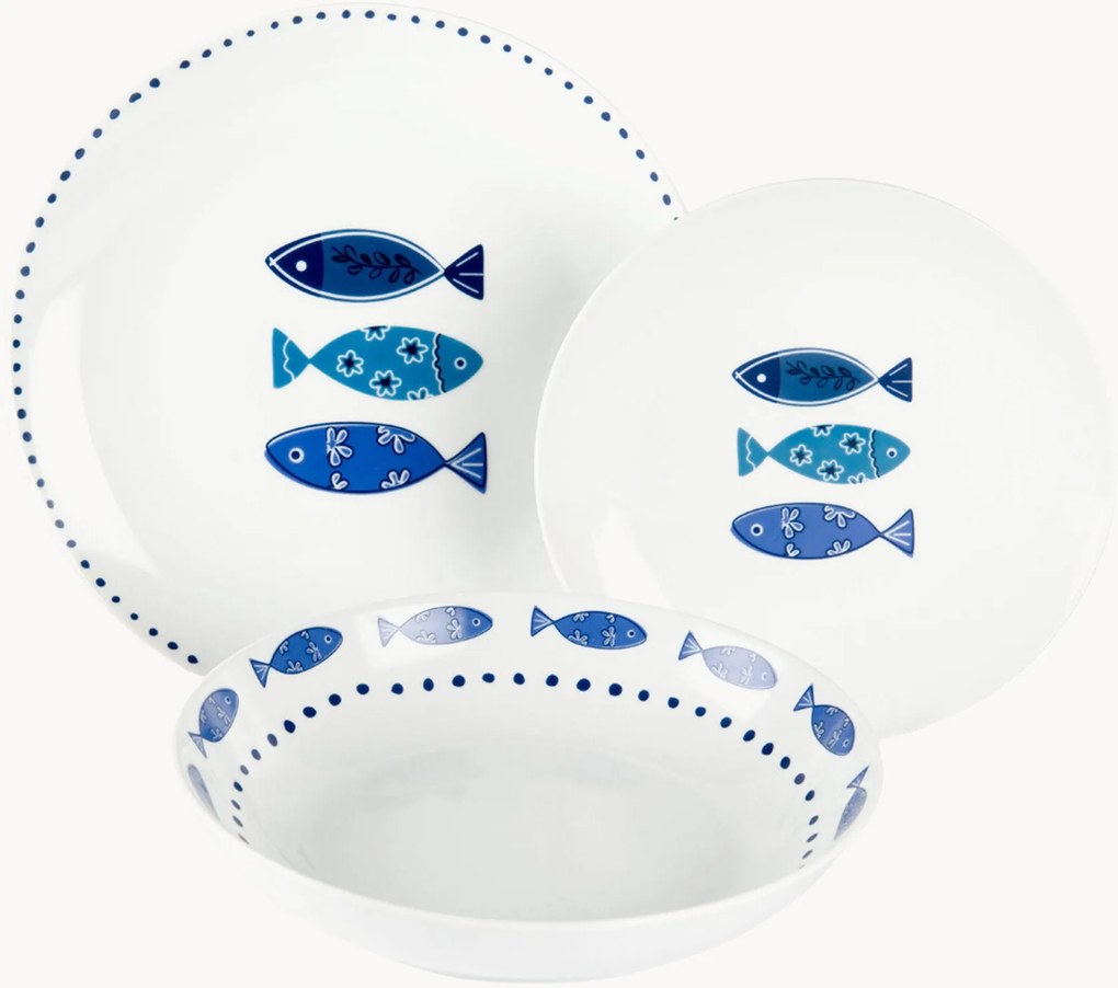 Servizio di piatti in porcellana Ocean, 6 persone, set da 18