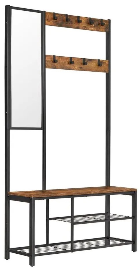 Appendiabiti a piantana con specchio NAVOR marrone/nero