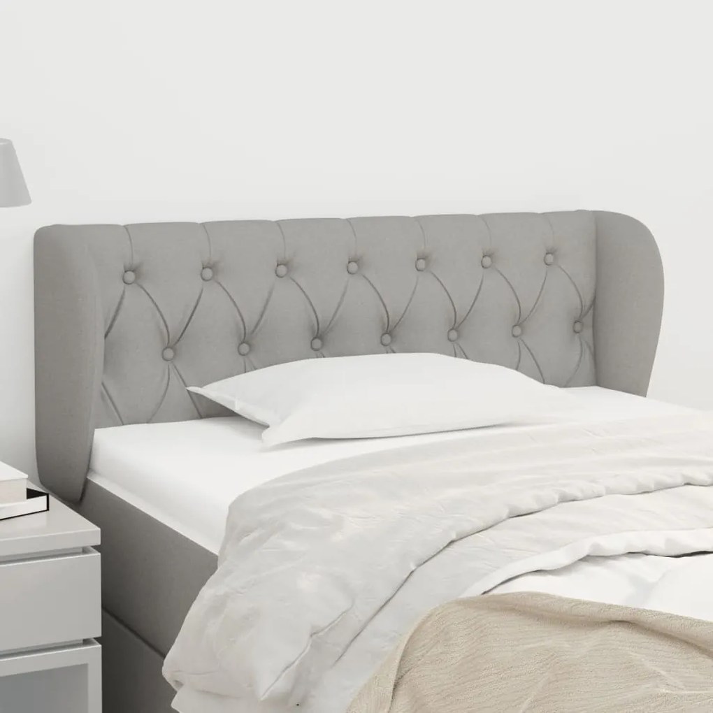 Testiera Ad Orecchio Grigio Chiaro 103x23x78/88 Cm İn Tessuto /