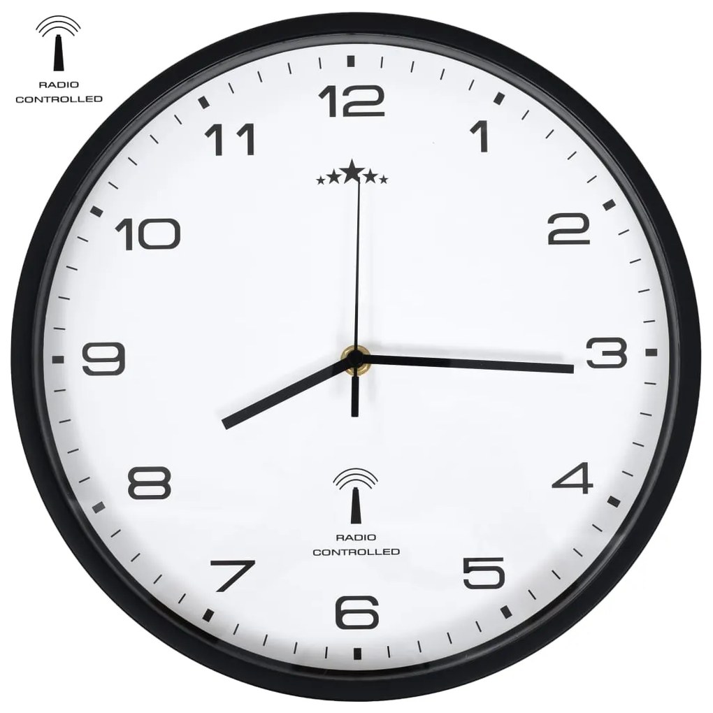 Orologio A Parete Radiocontrollato Al Quarzo 31cm Bianco E Nero /