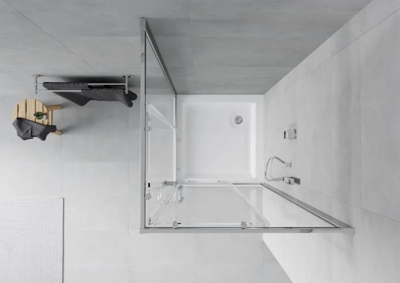 Mexen Rio cabina doccia quadrata 80 x 80 cm, trasparente, cromo + piatto doccia Rio, bianco - 860-080-080-01-00-4510