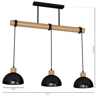 Lampadario su filo ERIK 3xE27/60W/230V beige/nero