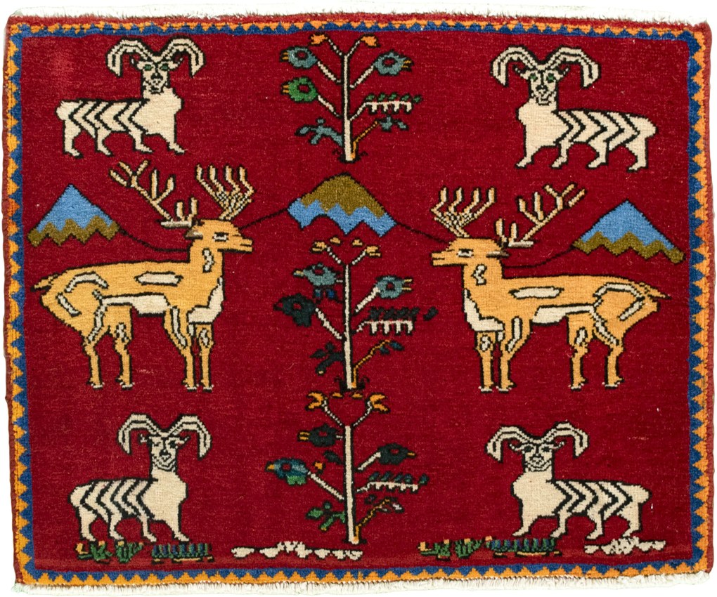 Shiraz Tappeto persiano 50 x 60 Rosso (Iran) Annodato A Mano