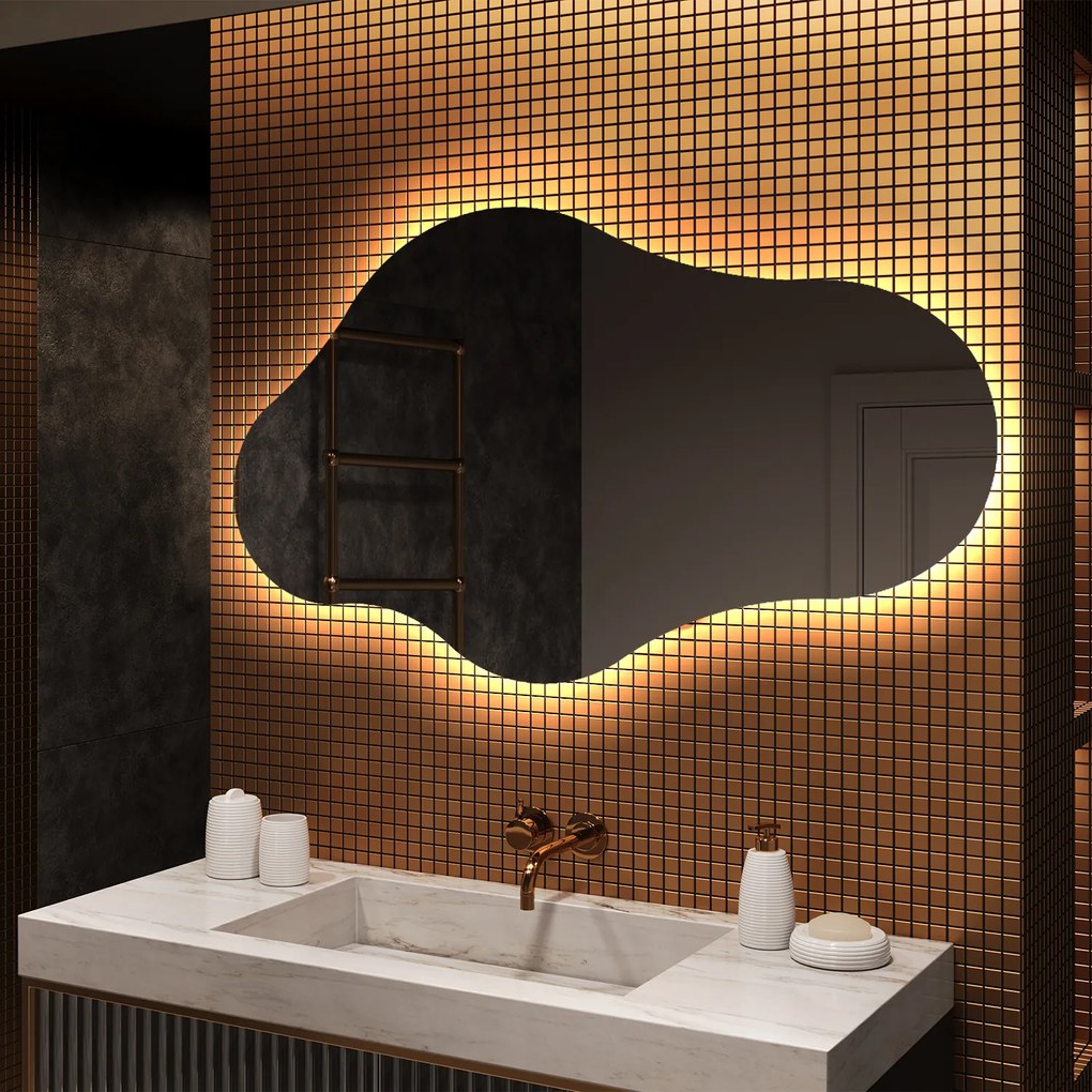 Specchio da bagno LED di forma irregolare C221