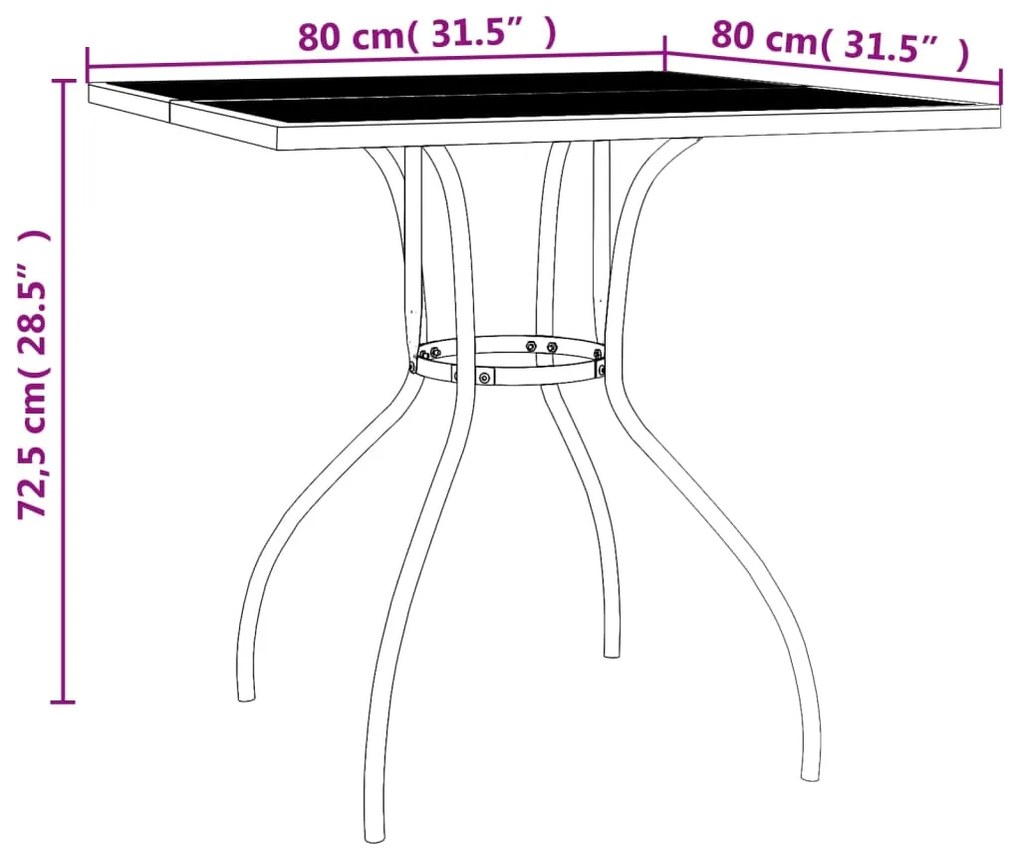 Set da Pranzo da Giardino 5 pz in Acciaio Antracite