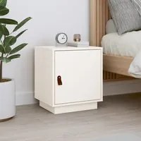 Comodino Bianco 40x34x45 cm in Legno Massello di Pino 818277