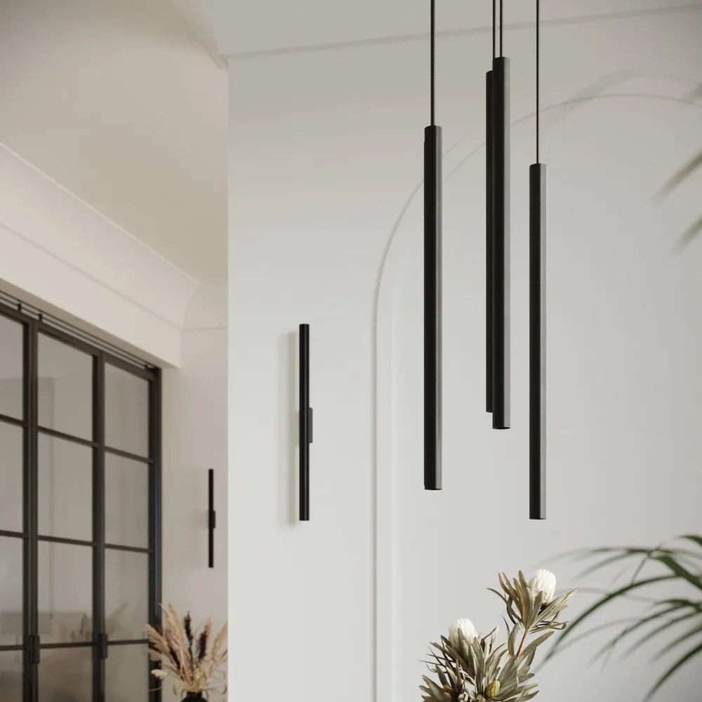 Lampadario nero in metallo ø 25 cm Fideus – Sollux