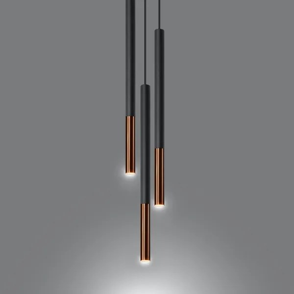 Lampadario su filo MOSAIC 3xG9/12W/230V nero/rame