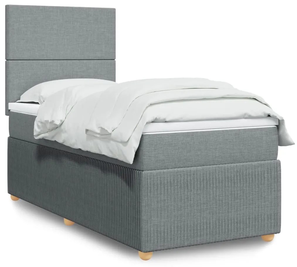 Giroletto A Molle Con Materasso Grigio Chiaro 90x200 Cm Tessuto /