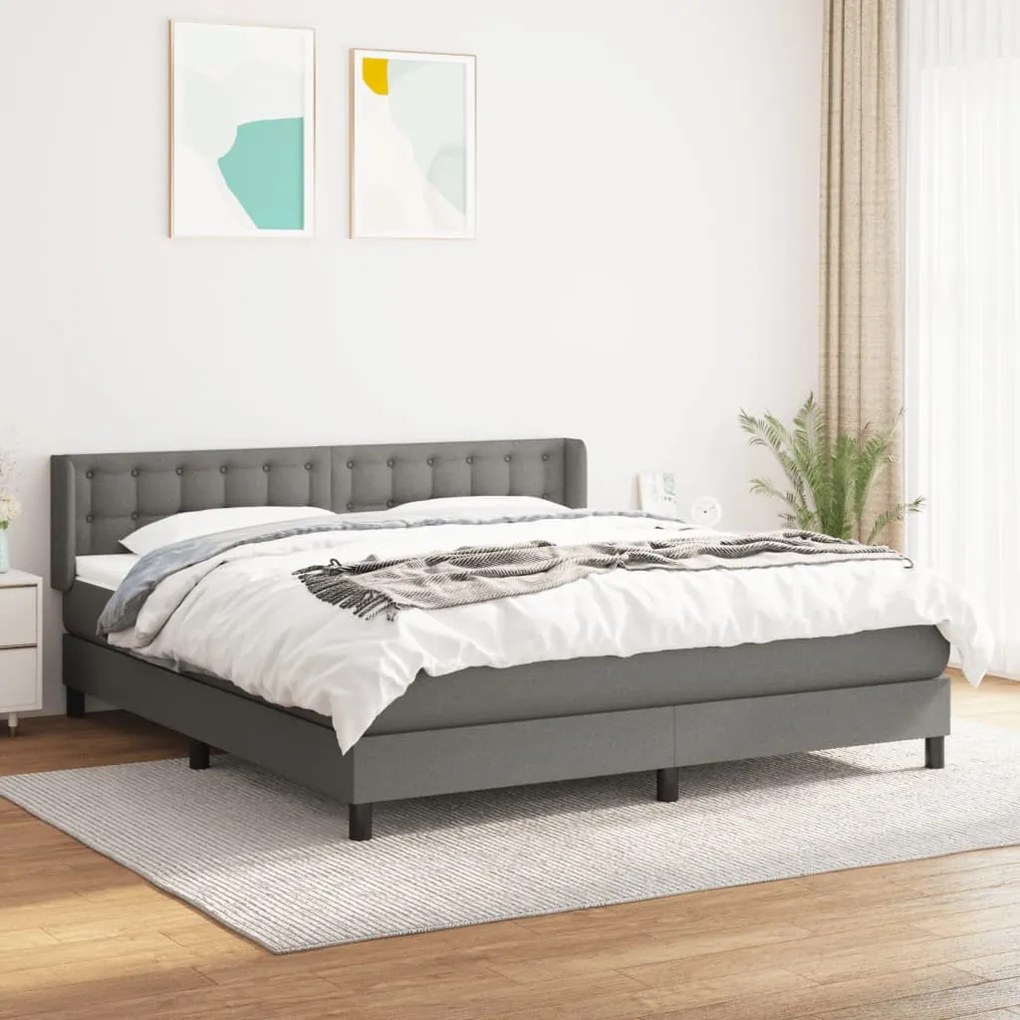 Giroletto A Molle Con Materasso Grigio Scuro 160x200 Cm Tessuto /