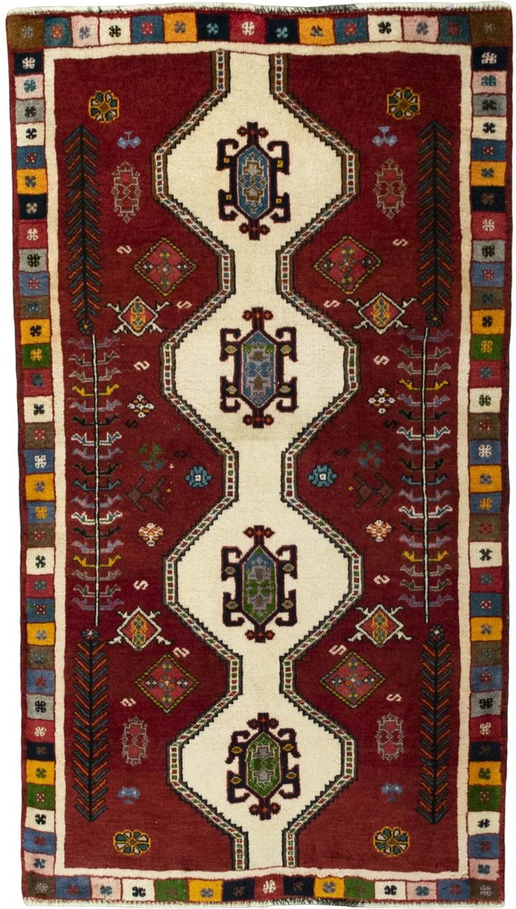 Shiraz Tappeto 80x140 Rosso (Iran) Annodato A Mano