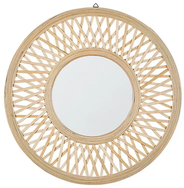 Specchio da parete bambù chiaro ø 60 cm BACATA Beliani