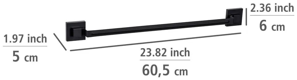 Porta asciugamani autoportante in acciaio inox nero Quadro - Wenko