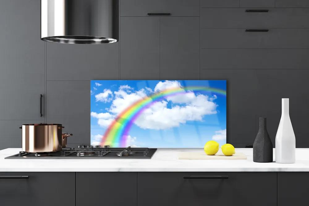 Pannello cucina paraschizzi Arcobaleno Cielo Nuvole Natura 100x50 cm