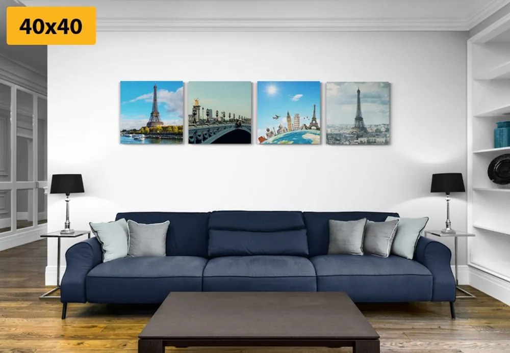 Set di quadri – Vista sulla Torre Eiffel a Parigi