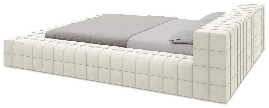Letto matrimoniale imbottito crema con griglia 160x200 cm Akela - Makamii