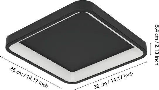 Eglo 901911 - Plafoniera LED RGBW dimmerabile LORETELLO-Z LED/20W/230V 35x35cm nero