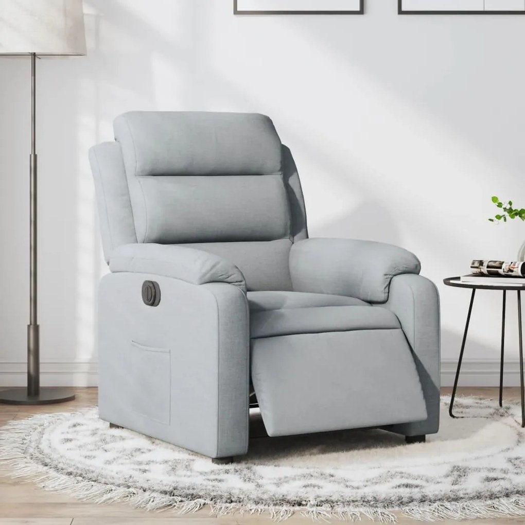 Poltrona Elettrica Reclinabile Grigio Chiaro İn Tessuto /