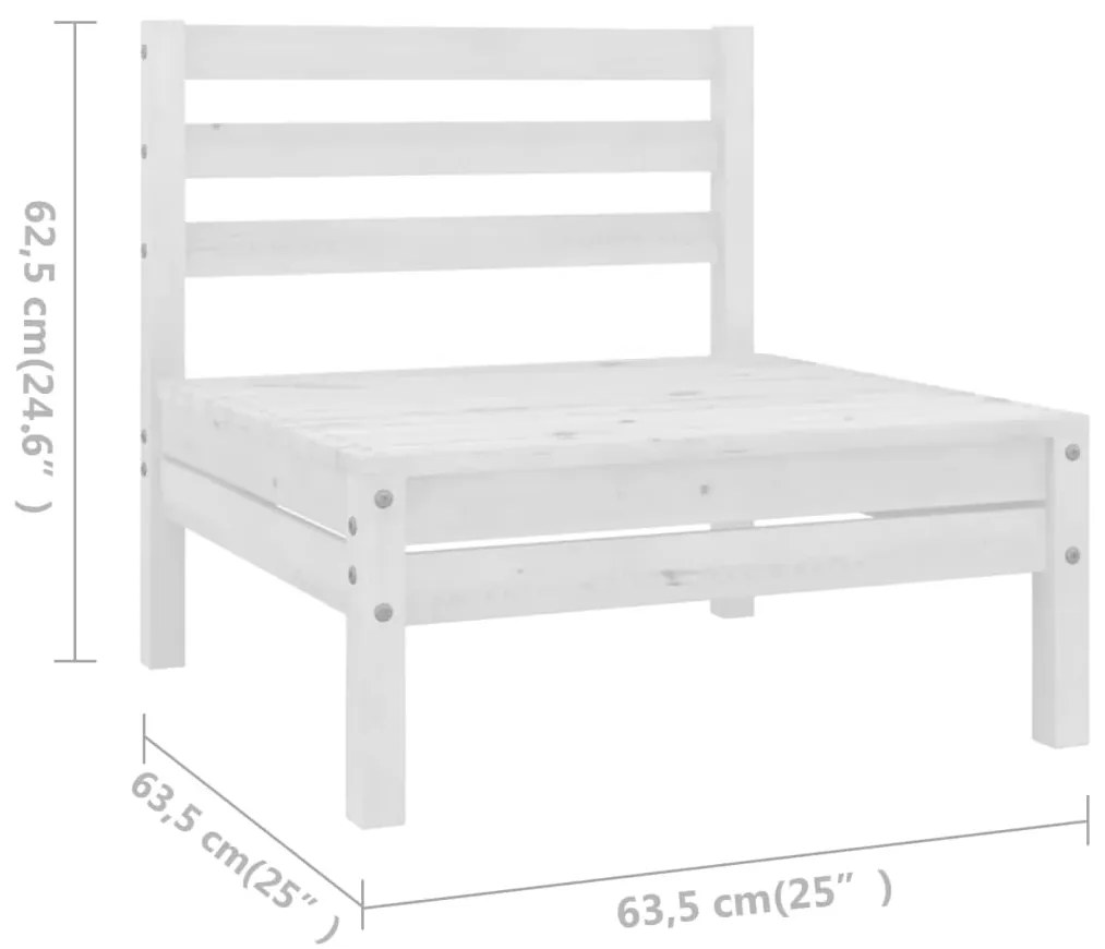 Set salotto da giardino 7 pz in legno massello di pino bianco