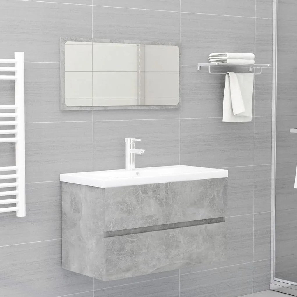 Set Mobili Da Bagno Grigio Cemento İn Legno Multistrato /