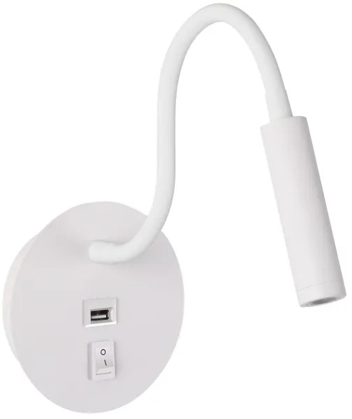 Brilagi - LED Lampada flessibile da muro con porta USB MAYA LED/3W/230V bianco