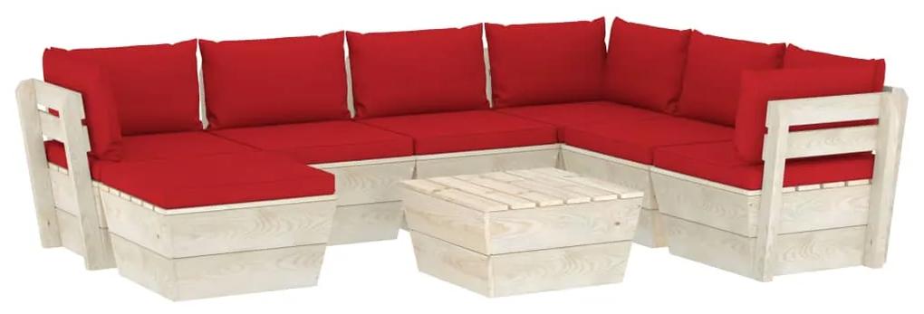 Set divani da giardino su pallet 8 pz con cuscini legno abete