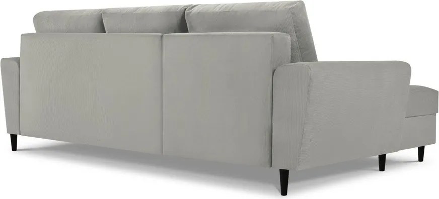 Divano angolare grigio chiaro allungabile e con contenitore (con penisola a sinistra/con chaise lounge) con rivestimento in velluto a coste Kyoto – Cosmopolitan Design