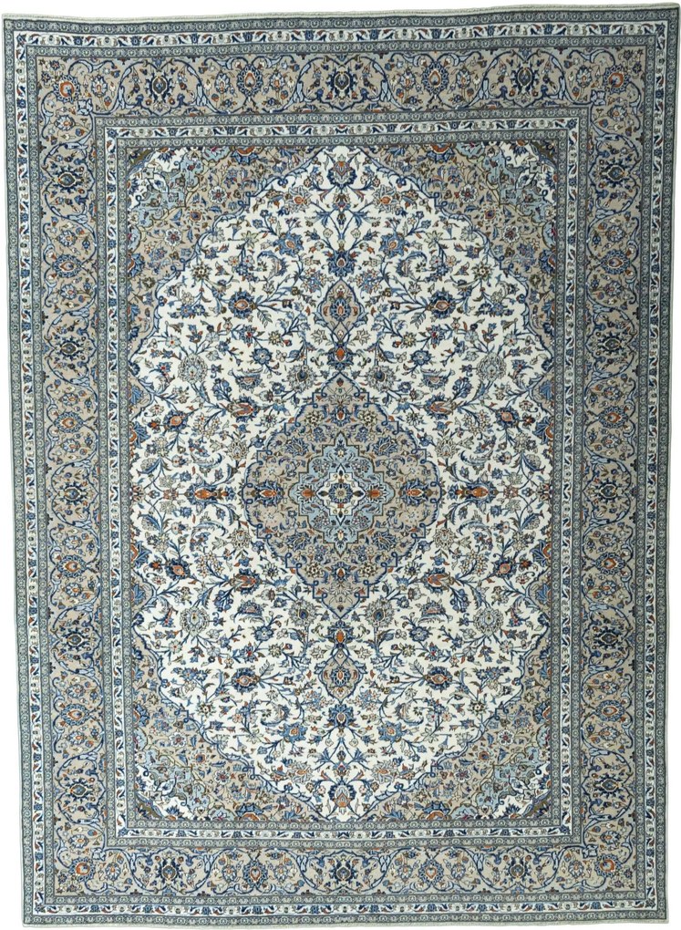 Kashan Tappeto 410 x 300 Beige (Iran) Annodato A Mano