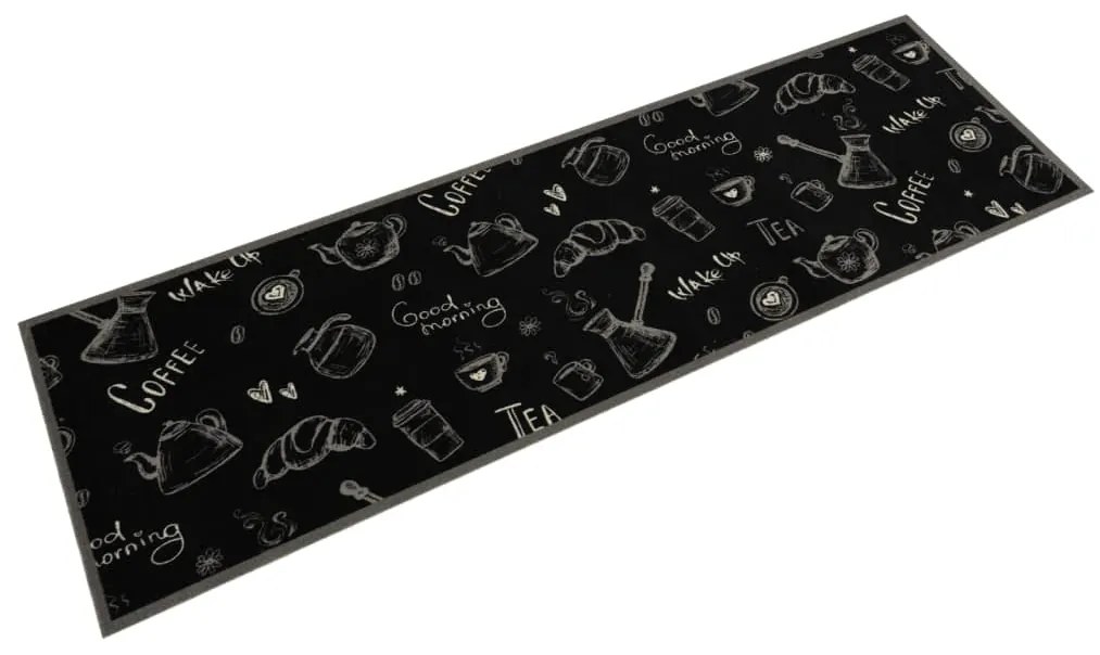 Tappeto Da Cucina Lavabile Nero Mattutino 45x150 Cm İn Velluto /