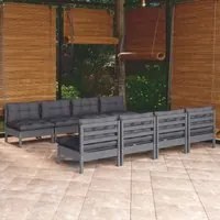 Set Divani da Giardino 9 pz con Cuscini Legno Massello di Pino 3096144