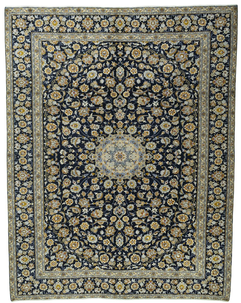 Kashan Tappeto persiano 310 x 390 Blu (Iran) Annodato A Mano